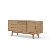 Komoda z litego drewna 160 × 70 × 45 cm – 3 szuflady i przesuwne fronty